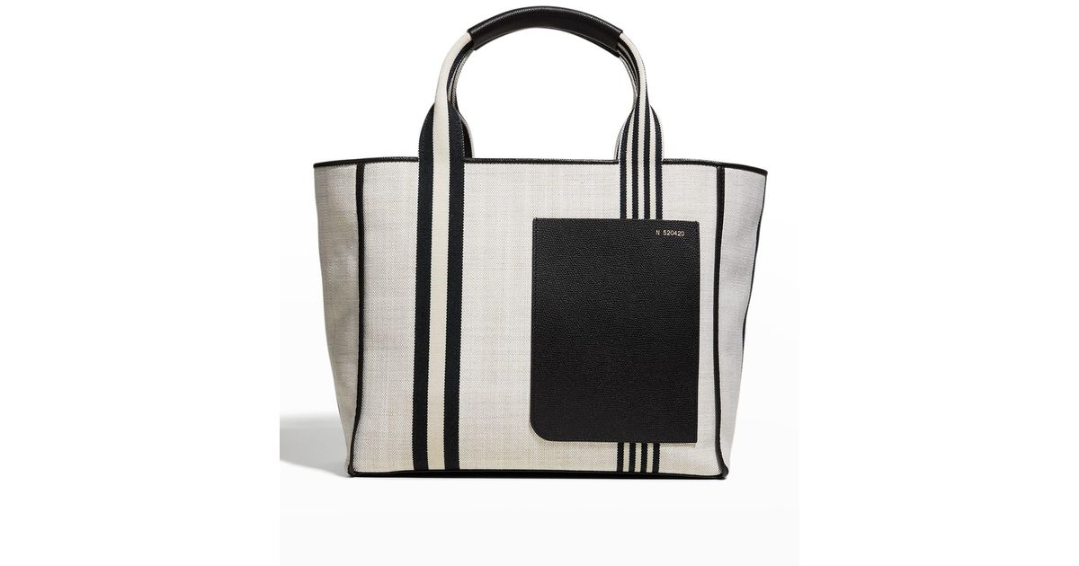 Valextra Linear Media Shopping Tote Bag in Black | Lyst