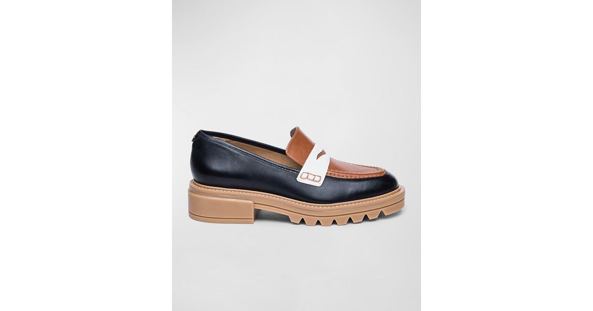 Bernardo Chandler Tricolor Leather Penny Loafers in Blue Lyst
