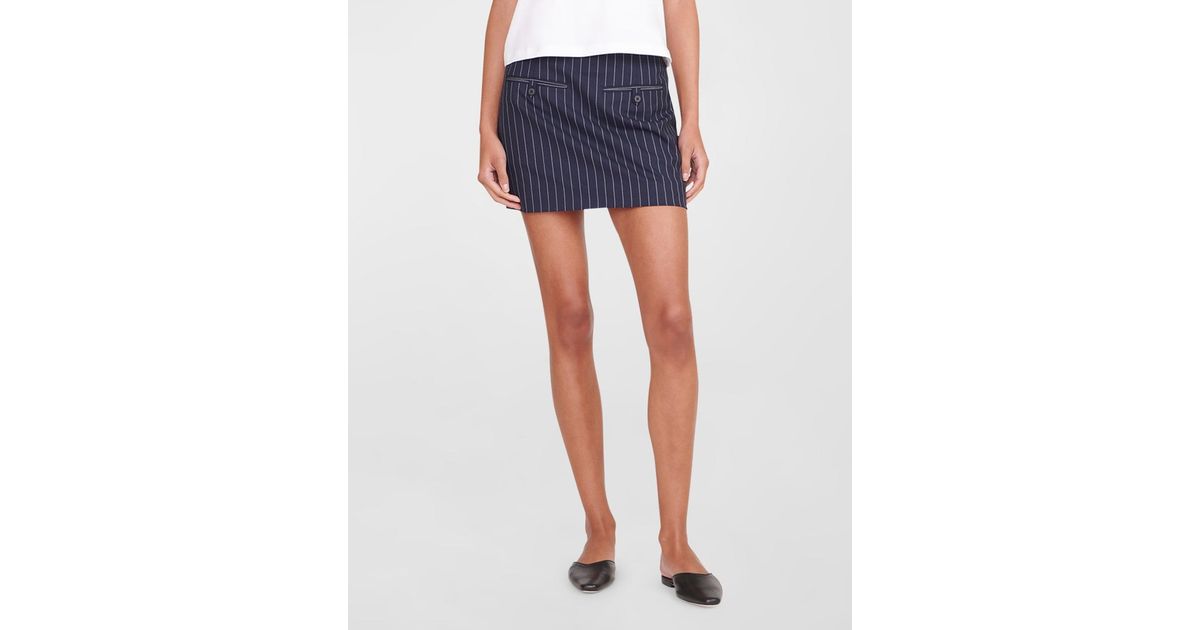 STAUD Annette Pinstripe Suiting Mini Skirt in Blue | Lyst