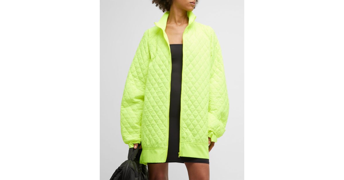 Norma Kamali Quilted Oversized Neon Turtle Bomber Jacket in Green | Lyst