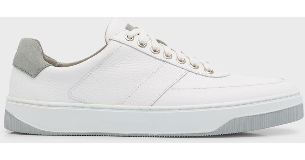 Peter Millar Vantage Pebble Grain Leather Low-top Sneakers in White for ...