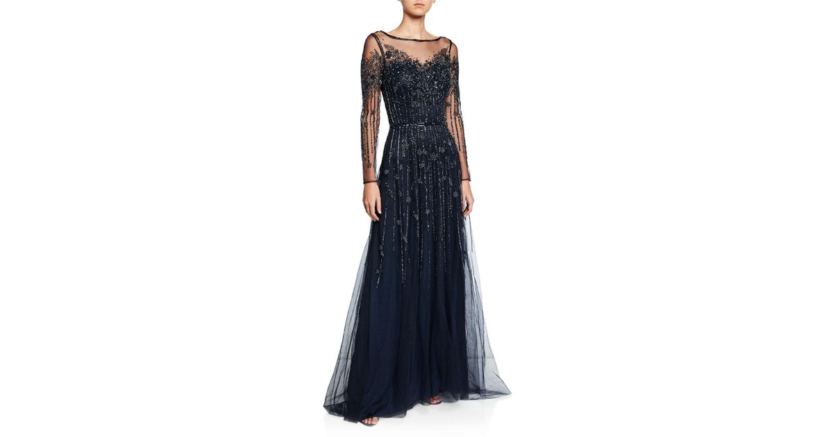 theia long sleeve gown