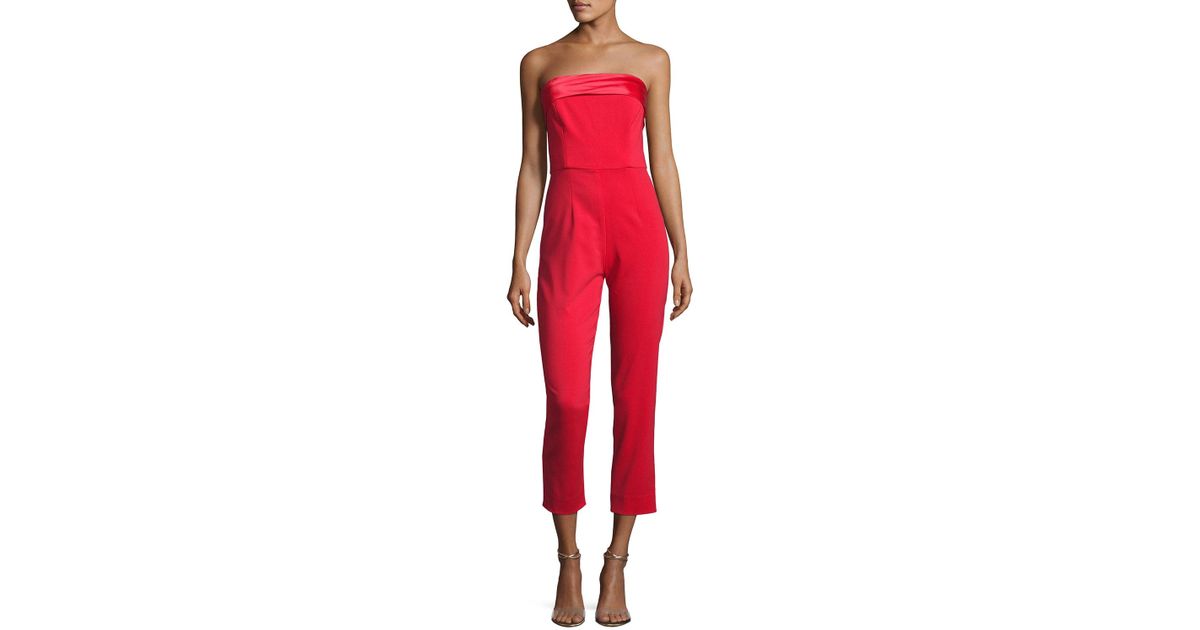 strapless tuxedo jumpsuit