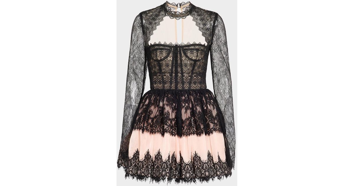 daphne black sleeved mini dress Bronx and Banco Illusion Corset Lace in Size:US Size 20W from shoulder Product ID:AP1D106769_AA610_M Black Sheer Sequin Square