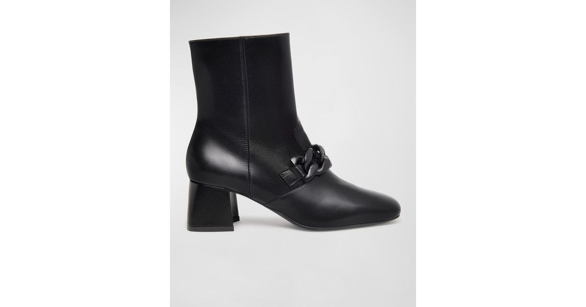 janyi leather chain booties