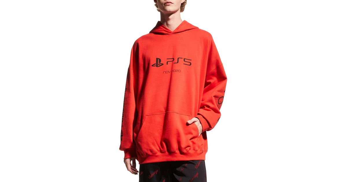 Balenciaga Cotton Terry Ps5 Logo Hoodie in Red for Men | Lyst Balenciaga Cotton Terry Ps5 Logo Hoodie in Red for Men | Lyst