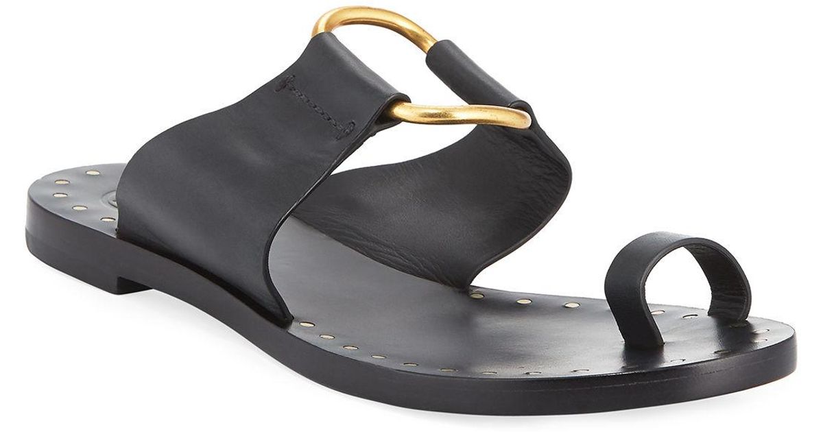 tory burch brannan flat studded leather slide sandal
