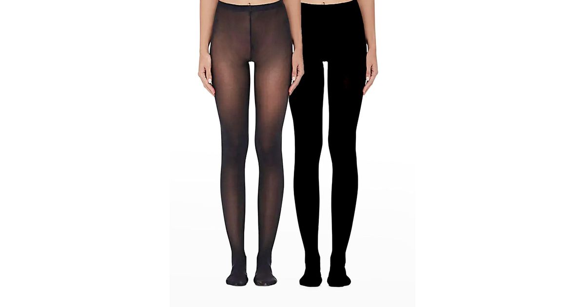Stems Essential Edit Sheer And Opaque Tights In Black Lyst