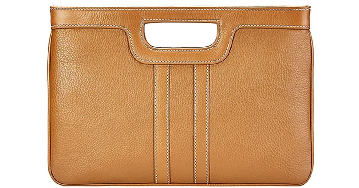 Gigi New York Camilla Leather Top Handle Clutch in Brown Lyst