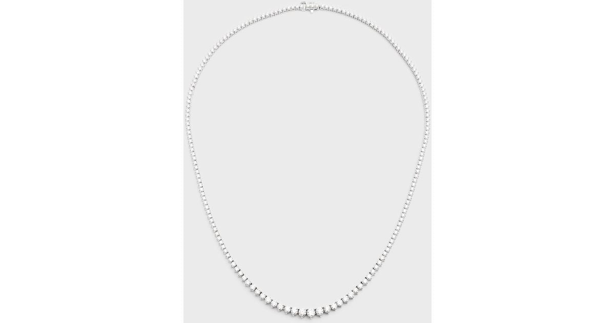 Neiman Marcus 18k White Gold Graduated Diamond Tennis Necklace | Lyst