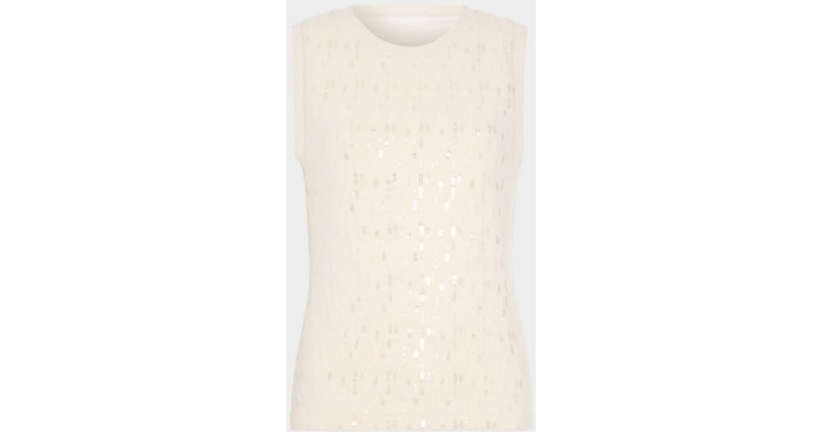 Ramy Brook Averie Sequin Knit Tank Top in Natural | Lyst