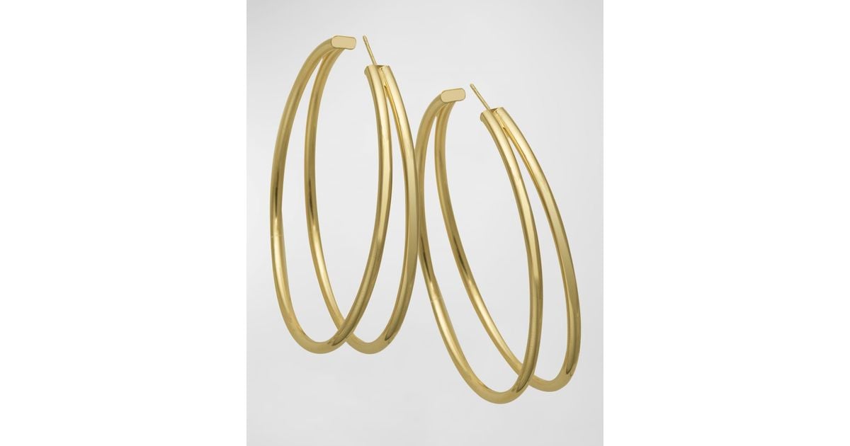 Jennifer Zeuner Calista Double Hoop Earrings In 18k Yellow Gold Plate ...