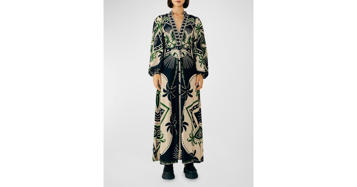 green emerald velvet dress Farm Rio Scarf Dress in Coconut Tree Flow Multicolor – Leigh's of Breton  Village main image 1
