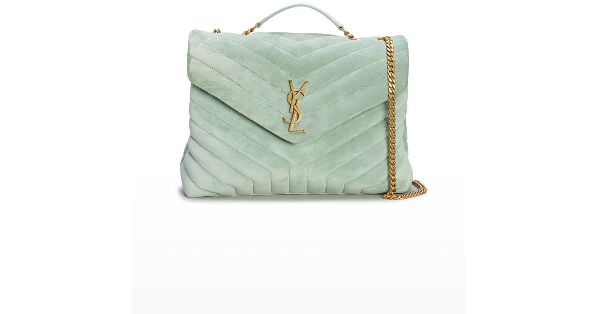 Saint Laurent Loulou Medium Ysl Monogram Suede Flap Shoulder Bag in
