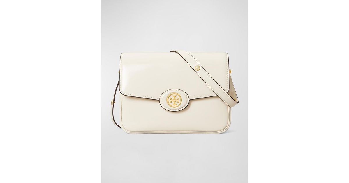 Tory Burch Off White Perforated Leather Robinson Flap Crossbody Bag Tory  Burch