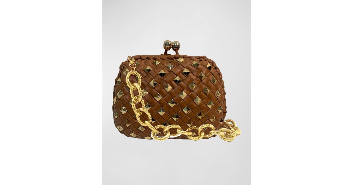 Serpui Lolita Studded Woven Leather Shoulder Bag in Brown Lyst