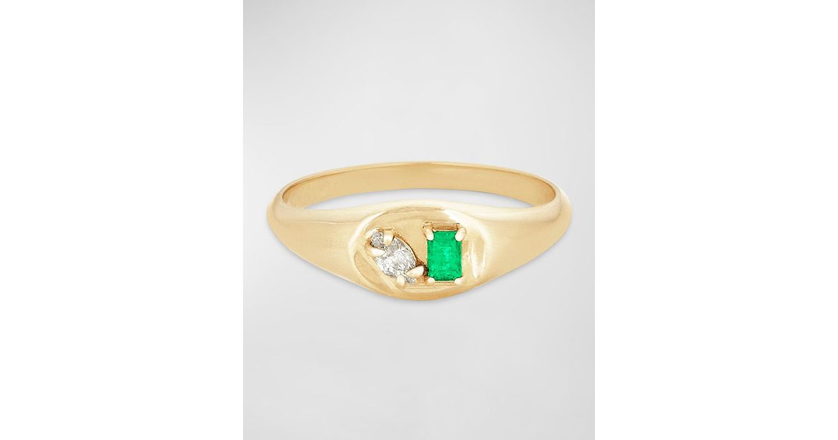 STONE AND STRAND Emerald Luxe Pinky Ring in White Lyst