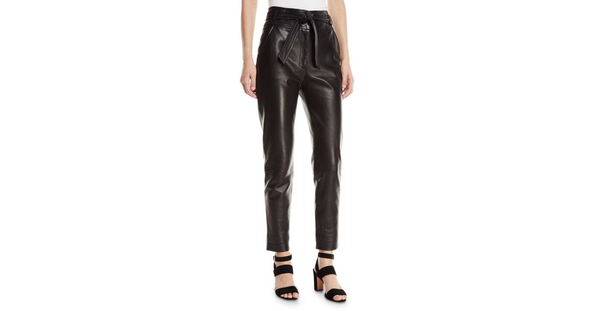 veronica beard faxon leather pants