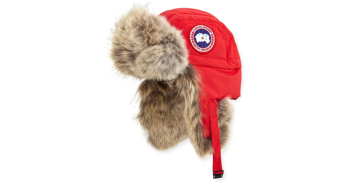 canada goose aviator hat red
