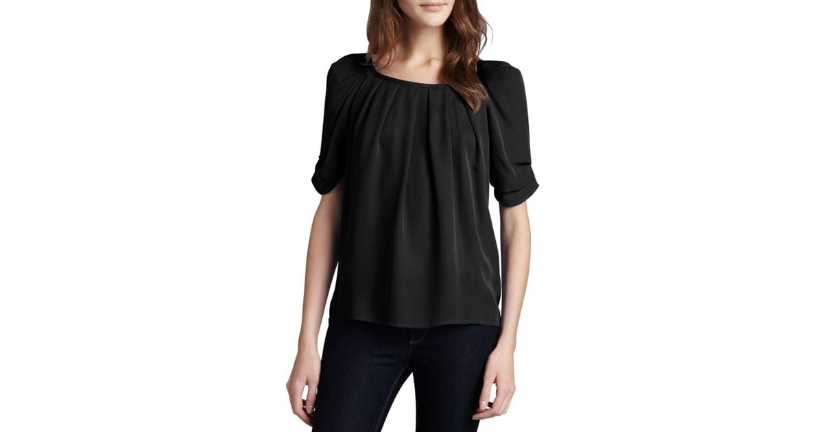 joie black silk blouse