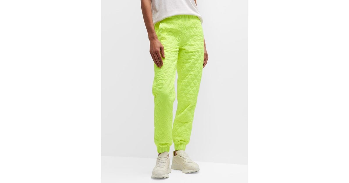 Norma Kamali Neon Quilted Jog Pants in Green | Lyst