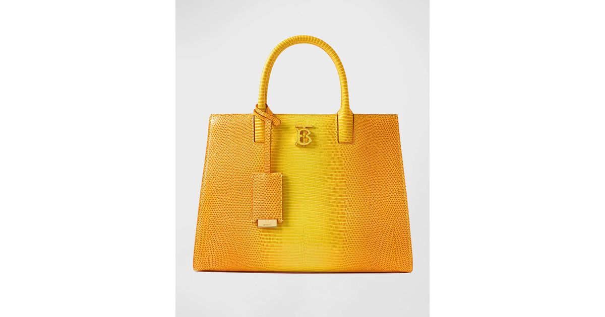 Burberry Frances Lizardembossed Tophandle Bag in Yellow Lyst