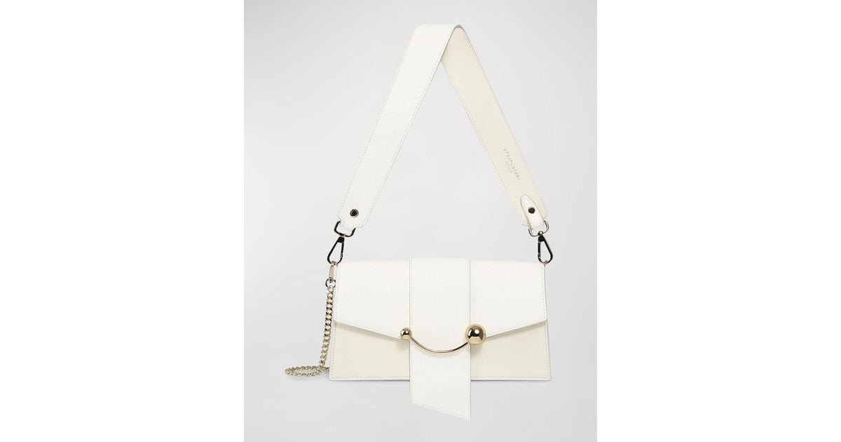Strathberry Crescent Mini Leather Crossbody Bag in Natural | Lyst