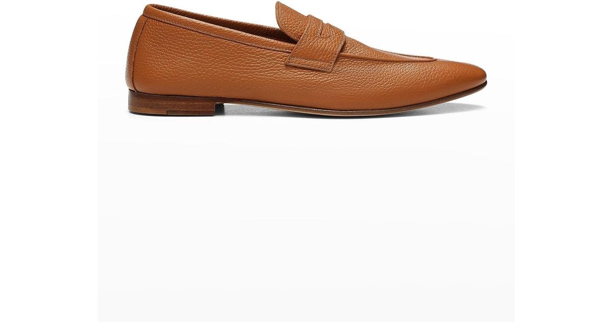 Donald J Pliner Tender Leather Penny Loafers in Brown for Men | Lyst
