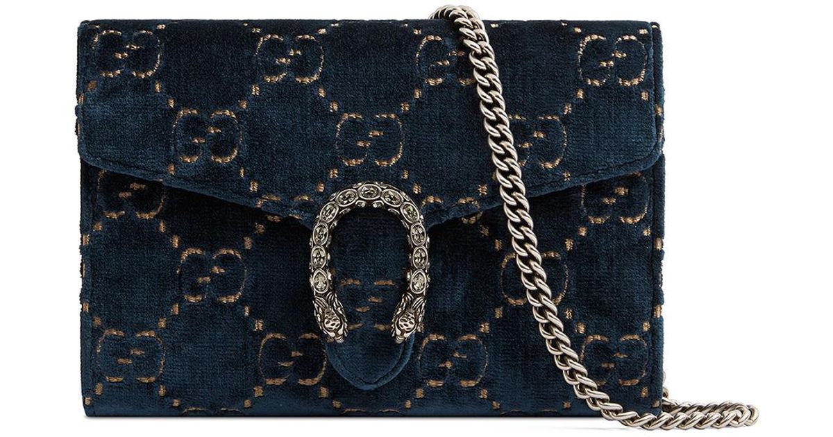 Gucci Dionysus Gg Supreme Chain Wallet In Blau