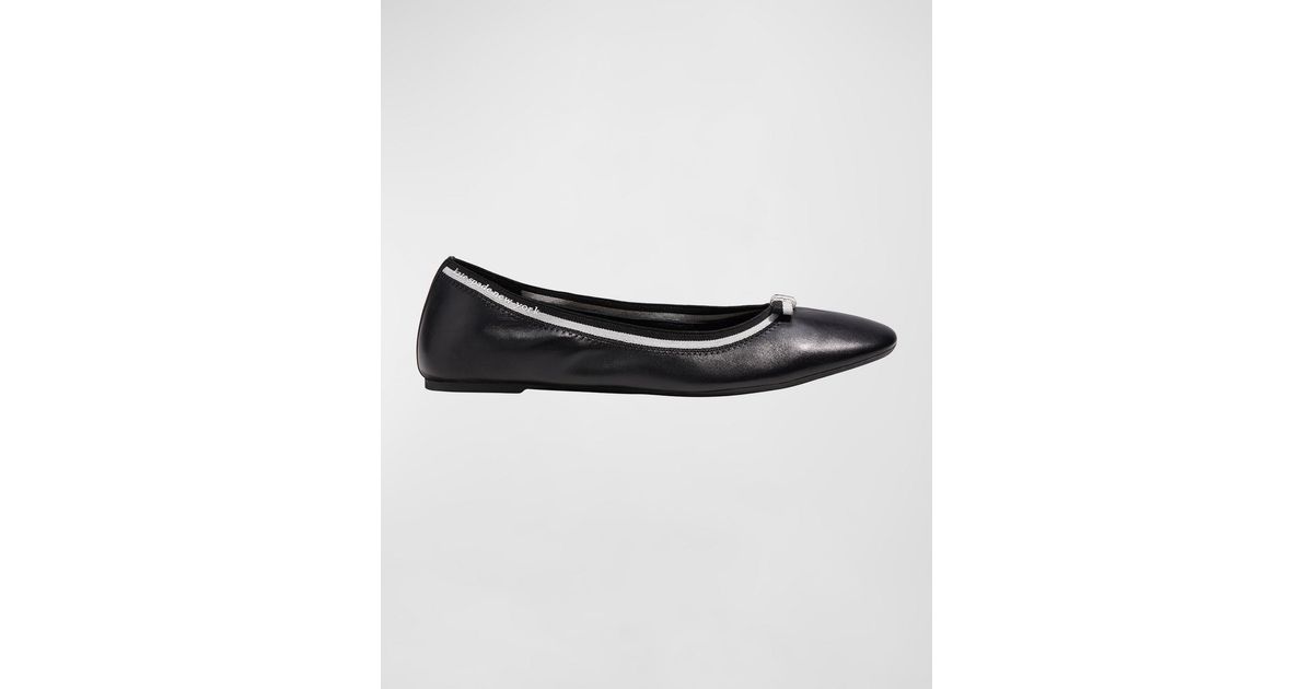 Kate Spade Claudette Leather Bow Ballerina Flats in Black | Lyst