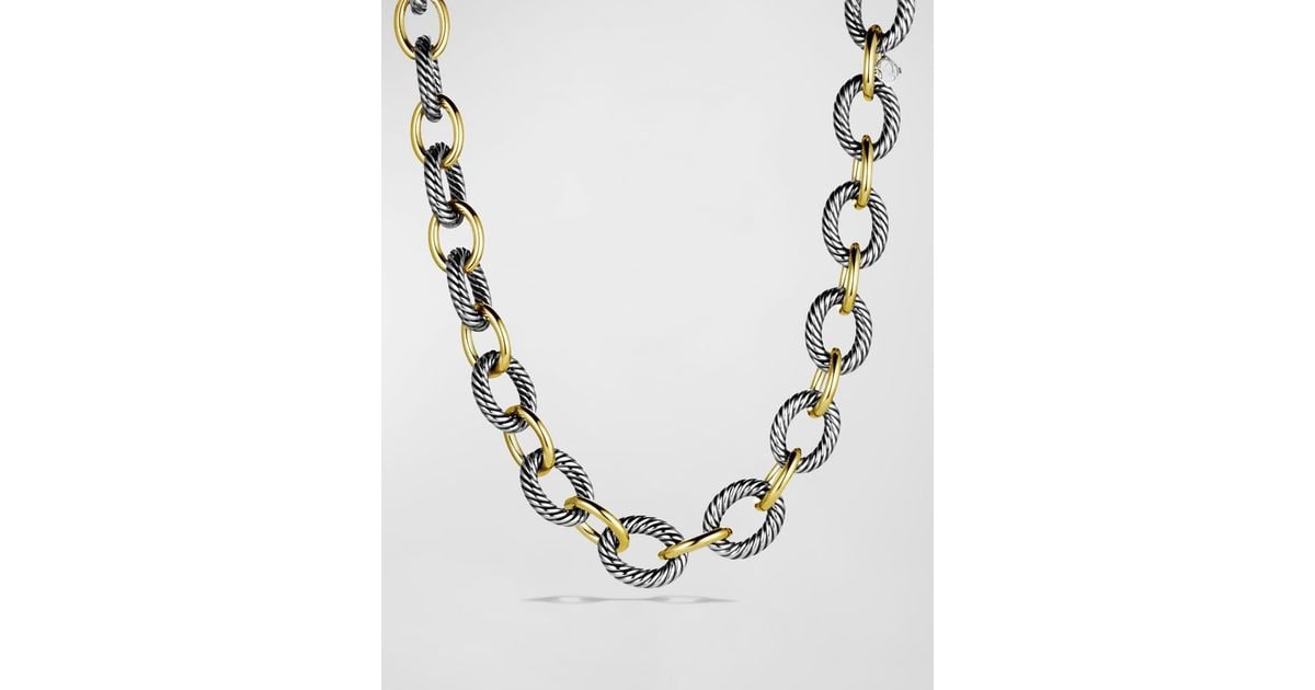 David Yurman Xl Sterling Silver & 18k Gold Link Necklace, 18.5\