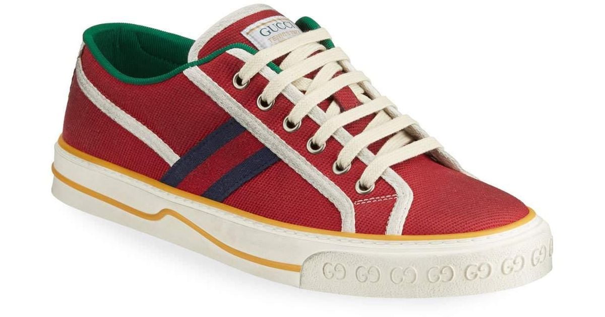 gucci tennis shoes red