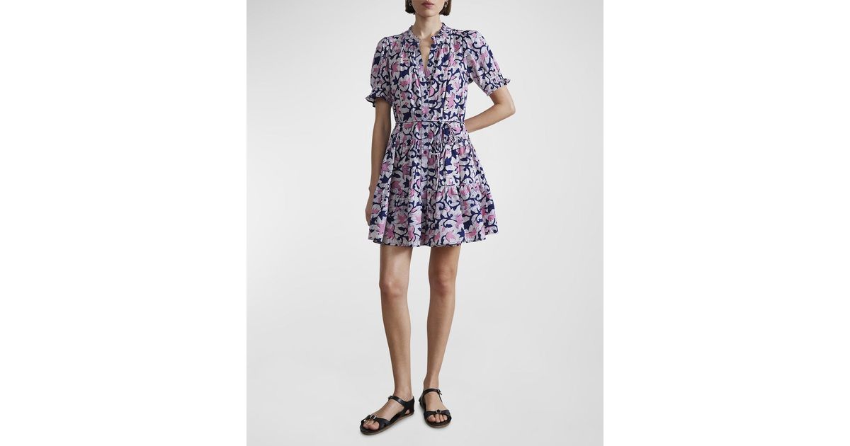 Apiece Apart Las Alturas Tiered Floral-Print Mini Dress in Blue | Lyst