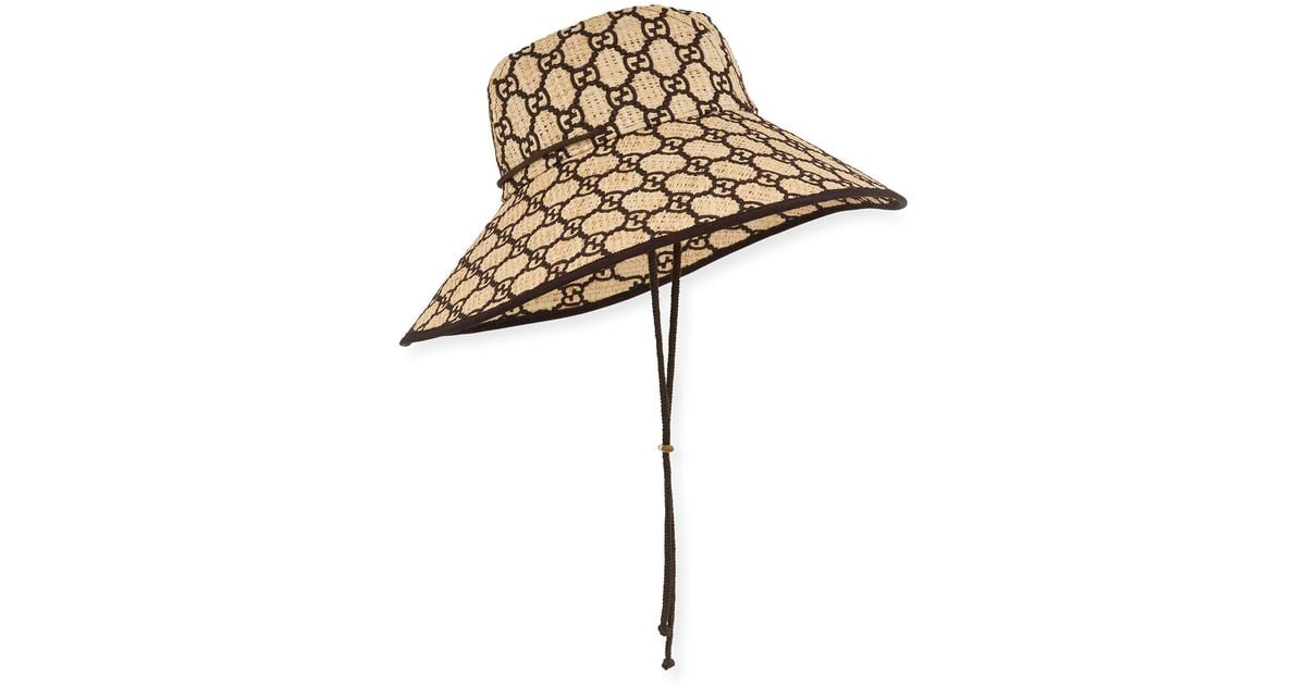 Gucci Raffia Wide-Brimmed Hat BNIB Size medium Gucci Leather-trimmed raffia sun hat Gucci main image 2