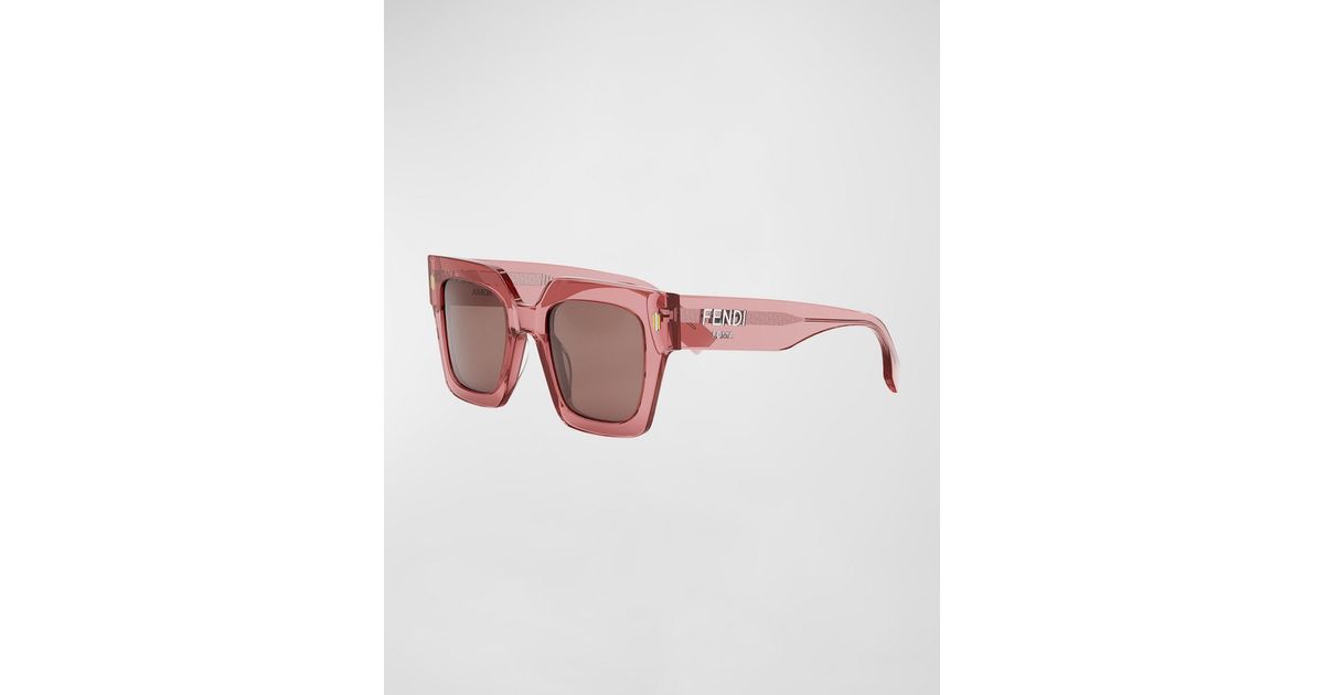 Fendi Roma Pink Square Acetate Sunglasses | Lyst