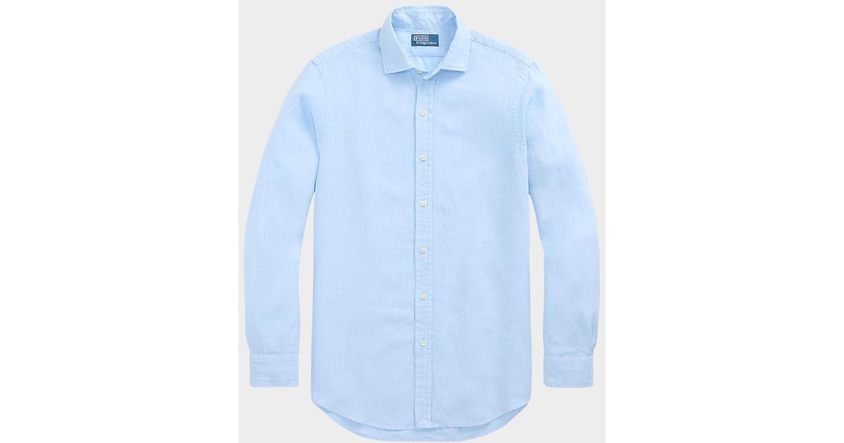 Polo Ralph Lauren Men's Cotton Twill Check Classic Fit Button Down Shirt Blue Size Medium