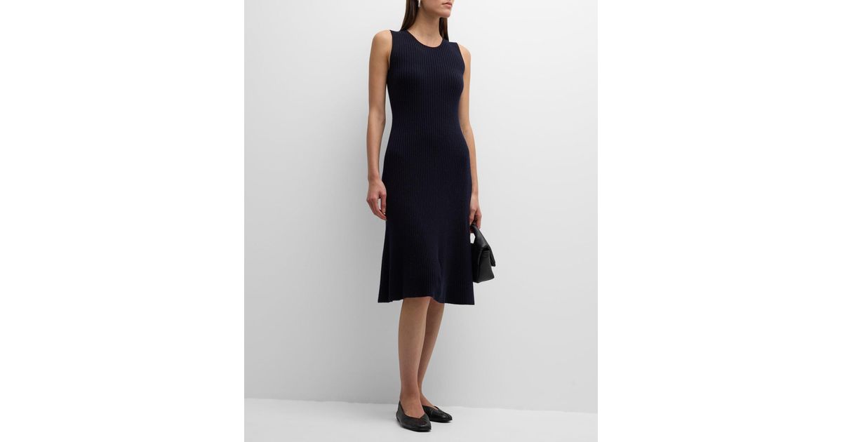 TSE Cashmere Mixed-Stitch A-Line Midi Dress