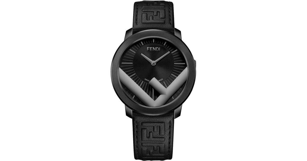 Fendi Run Away F Is Embossed-leather Analog Watch in Black for Men | Lyst
