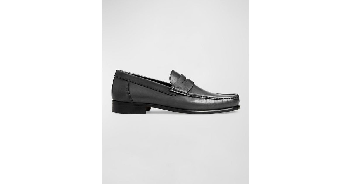 Bruno Magli Tonio Leather Moccasin Penny Loafers in Black for Men | Lyst