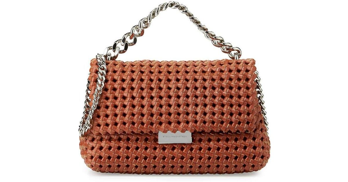 Stella Mccartney Brown Bex Small Woven Flap Shoulder Bag Stella Mccartney Brown Bex Small Woven Flap Shoulder Bag