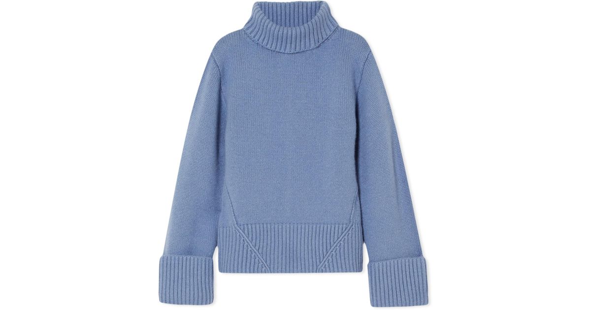 Khaite Wallis Cashmere Turtleneck Sweater in Light Blue
