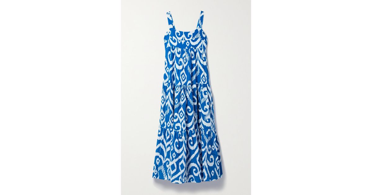Honorine Marguerite Tiered Printed Cotton-gauze Maxi Dress in Blue | Lyst