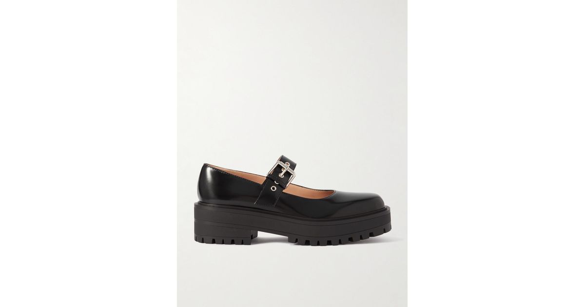 Gianvito Rossi Leather Mary Jane Ballet Flats in Black | Lyst