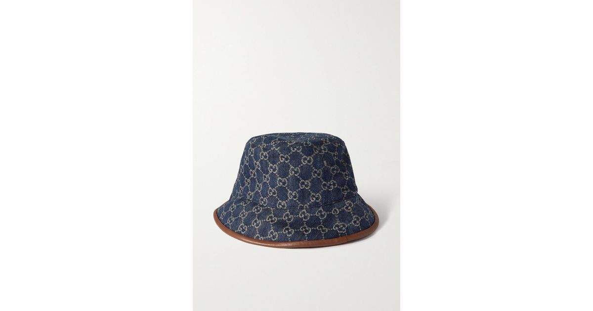 Gucci Fischerhut Aus Denim Mit Jacquardmuster Und Lederbesatz in Blau Lyst CH