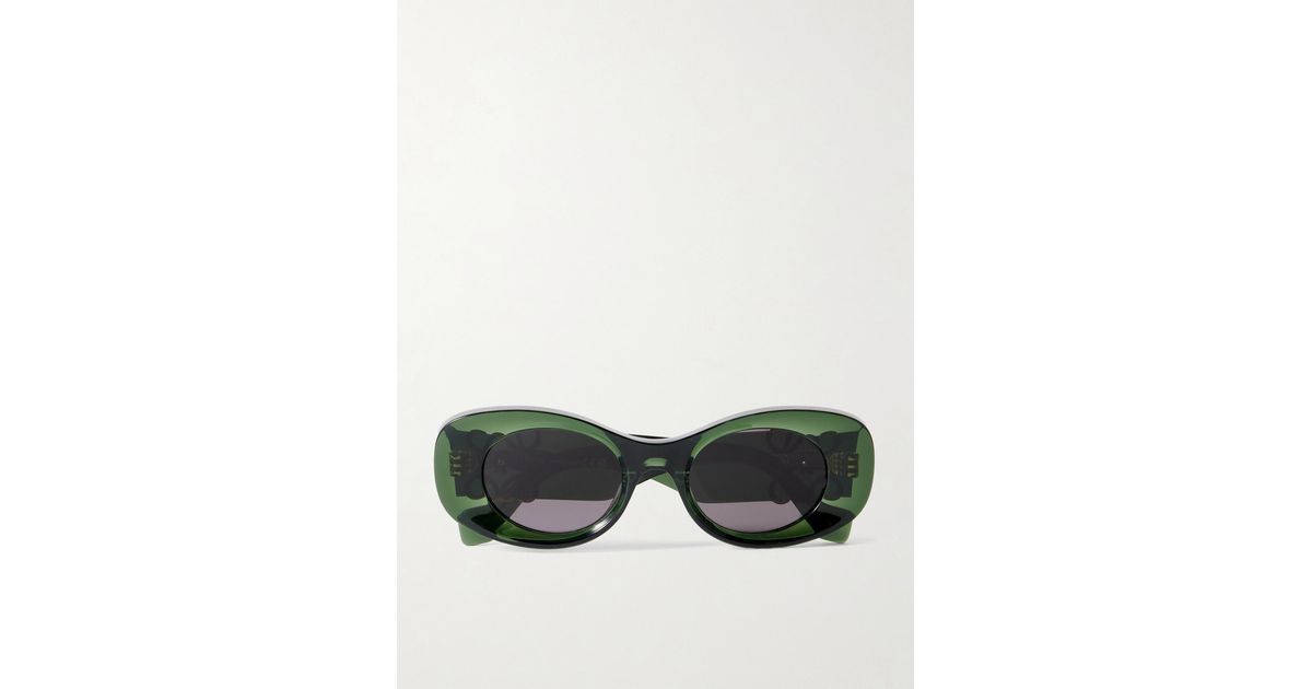 Loewe Anagram Oversized Cat-Eye Acetate Sunglasses in Green 