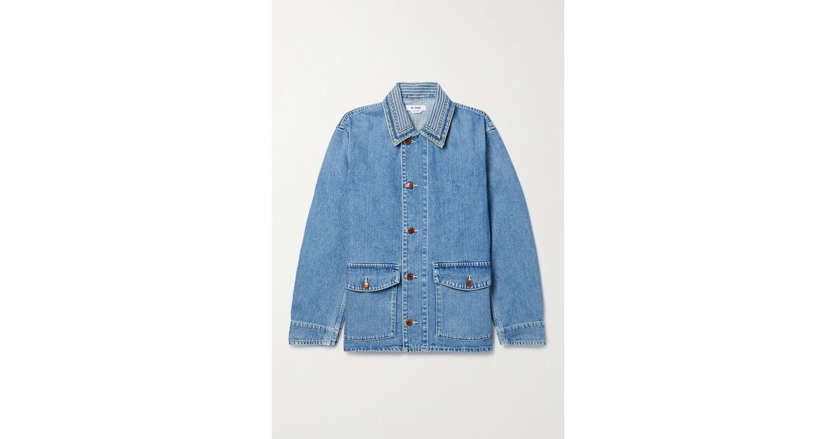 RE/DONE 70s Embroidered Denim Jacket in Blue | Lyst