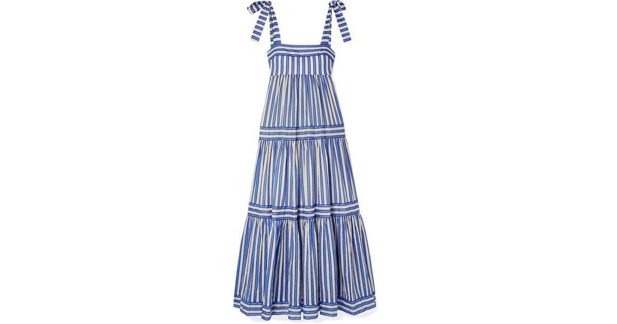 Zimmermann Verity Stripe & Tiered Cotton Dress in Blue | Lyst UK