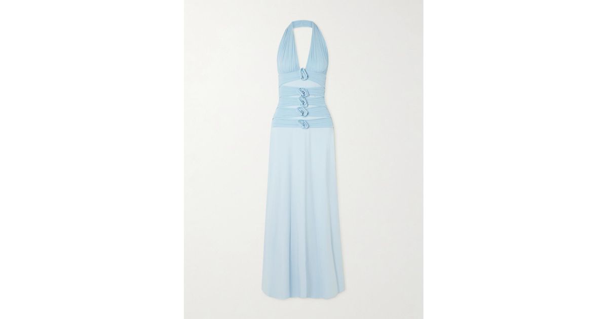 good american mini dress Good American Mesh Twist Mini Dress - Blue