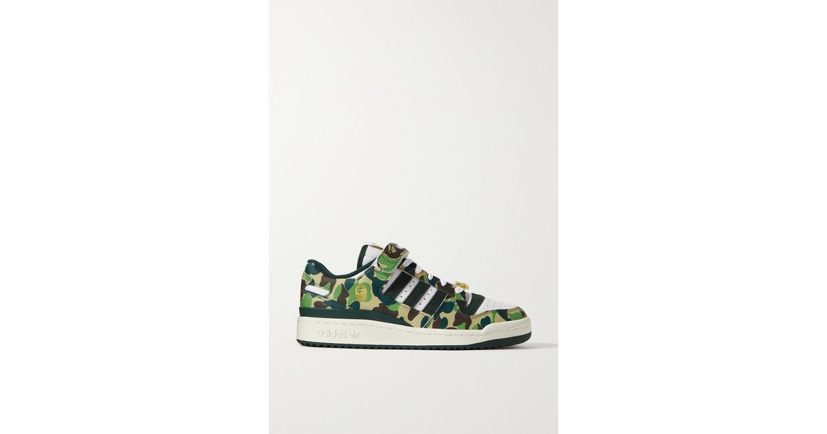 adidas Originals + Bape Forum 84 Paneled Printed Leather Sneakers in Green  | Lyst