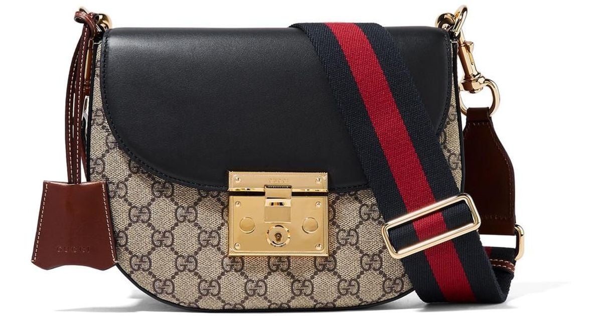 Gucci Padlock Saddle Medium Leathertrimmed Coatedcanvas Shoulder Bag